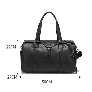 Seyahat organizatör gecede küçük seyahat çantası ile ayakkabı kılıfı boy pu deri silindir çanta erkekler için deri seyahat çanta düzenleyici - Product Image 4