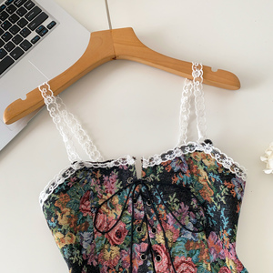 Zomer Mouwloze Vintage Kant <span class=keywords><strong>Blouses</strong></span> Dames Bloemige Kant Shirts Dames Retro Tops Kleding Dames Groothandel - Product Image 6