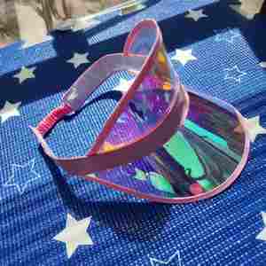 Viseras de Sol de Plástico con Protección UV para Mujer, Visera de Playa Transparente de PVC con Efecto <span class=keywords><strong>Tornasol</strong></span>, de Calidad Láser, para Adultos - Product Image 2