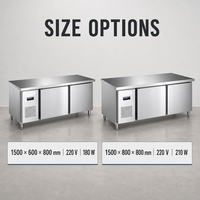 Table de travail réfrigérée commerciale 1500 mm 1800 mm 220 V, réfrigérateur sous comptoir pour restaurant, hôtel, traiteur, cuisine