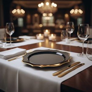 Assiettes décoratives en plastique <span class=keywords><strong>noir</strong></span> européen, faites à la main, <span class=keywords><strong>motif</strong></span> végétal classique, commerce extérieur, collation, fruits, fête, mariage - Product Image 3