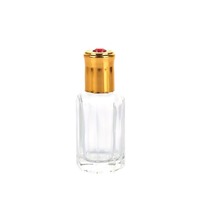 Bouteilles en verre personnalisées 3ml 6ml 10ml 12ml Conteneurs octogonaux vides de parfum avec bouchon à bille doré Surface d'estampage à chaud
