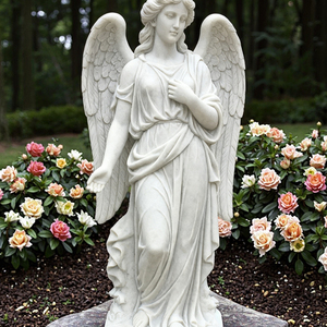 Personalizzato a grandezza naturale all'ingrosso grande giardino in marmo fatto a mano all'aperto scultura angelo statua alata - Product Image 5