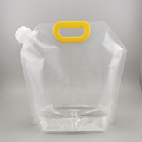 Pochette transparente à bec verseur avec poignée en plastique, réutilisable pour le stockage de liquides, eau et sauces