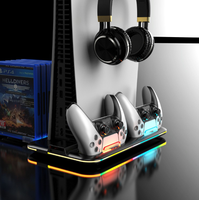 Manette de jeu avec éclairage RGB, joystick multifonctionnel, support de refroidissement, station de charge DC5V 800mah pour PS5