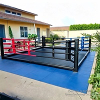 Anneau de boxe pliable au prix d'usine, taille personnalisée 4m 5m 6m, montage rapide, ring de combat MMA mobile avec roues