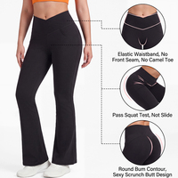 Pantalon de yoga évasé taille haute croisée pour femmes grandes tailles avec poches, leggings décontractés pour l'entraînement, personnalisation possible