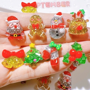 กลิตเตอร์คริสต์มาสซานต้าการ์ตูนน่ารักเรซิ่นแบบแบนสำหรับตกแต่ง - Product Image 5
