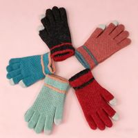 En stock, gants en tricot jacquard ananas pour femmes, gants à doigts entiers, compatibles avec les écrans tactiles, gants chauds en tricot pour l'hiver