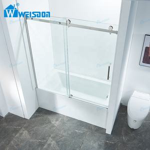 OEM ODM Porte de douche <span class=keywords><strong>baignoire</strong></span> en acier inoxydable verre trempé double paroi de douche coulissante sans cadre - Product Image 2