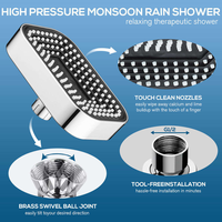 Ensemble de douche à effet pluie et robinet économiseur d'eau avec douchette à main et buses faciles à nettoyer pour salle de bain moderne