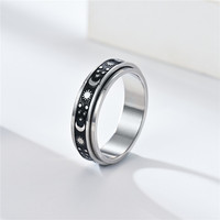 Bague rotative anti-stress en acier inoxydable avec lune et étoile, idéale pour les amoureux, alliance, bague de phalange, bijou