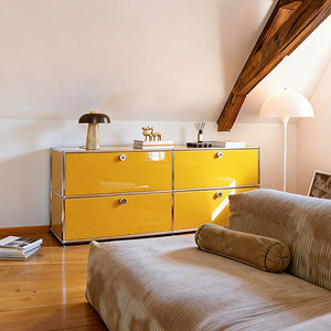 Mobiletto Modulare in Acciaio Inossidabile dal Design Moderno Bauhaus, Credenza per Soggiorno con Guide Silenziose e Vano Contenitore - Product Image 4