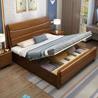 Lit à sommier électrique contemporain classique en bois massif sculpté à la main, taille King, avec design chinois, mobilier de chambre moderne