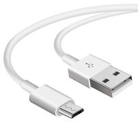 Câble de charge micro USB blanc avec charge rapide et transfert de données, matériau TPE pour téléphones mobiles