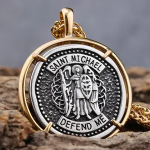 Католический Святой Майкл ожерелье из нержавеющей стали золотая ретро медаль охраняет Архангел Подвески ювелирные подарки молиться за нас