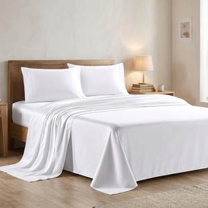King Size 100% Ägyptische Baumwolle Bettwäsche-<span class=keywords><strong>Set</strong></span> 600TC 4-teilig Weiß Weich Kühlend Luxus Hotel Satin Bettwäsche aus China - Product Image 1