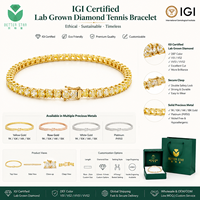 Bracelet tennis en diamant jaune fantaisie cultivé en laboratoire certifié IGI, or 18 carats, taille émeraude, bijoux de luxe personnalisables