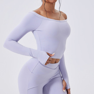 Camiseta deportiva de yoga para mujer con un solo hombro, manga larga, efecto segunda piel, cintura ajustada, para fitness y running - Product Image 6