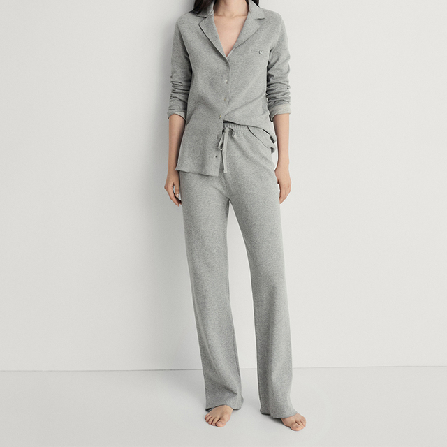 Factory Wholesale Organic Cotton Women's Pajama Button Casual Loungewear  Sleepwear Set