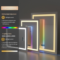 Miroir de salle de bain LED rectangulaire anti-buée avec haut-parleur Bluetooth, miroir de courtoisie mural à intensité variable avec éclairage frontal et rétroéclairage RVB