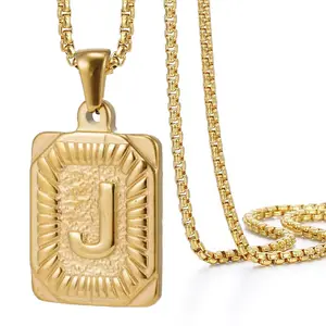Minimalista 14k ouro alfabeto declaração charme colares logotipo personalizado 316l aço inoxidável inicial sideway carta colar homens