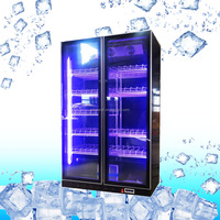 Réfrigérateur de présentation à porte vitrée simple de 450 L avec ventilateur de refroidissement, congélateur Pepsi pour supermarché, refroidisseur de boissons