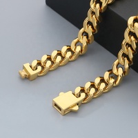 316L Stainless Steel 18K PVD Gold or Silver or Black Plated Wholesale Fashion Jewelry Cuban Chain Bracelet for Men Wear