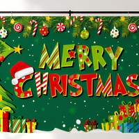 Bannière de Noël verte 6x13ft en polyester pour décoration de porte de garage, toile de fond de fête, signalisation d'événement extérieur