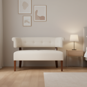 Banco tapizado de poliéster color beige neutro Jared Sky para dormitorio - Product Image 2