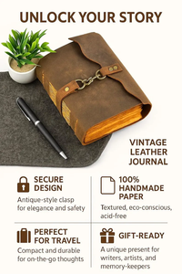 Premium Handmade Brown <b>Leather</b> Journal Rustic Vintage <b>Diary</b> with Deckle Edge Paper, Artisan Writing Notebook - Product Image 5