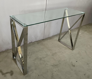 <span class=keywords><strong>Table</strong></span> <span class=keywords><strong>console</strong></span> design <span class=keywords><strong>2026</strong></span> en forme de X, de qualité supérieure, avec structure en acier inoxydable et plateau en verre trempé, pour salon et hall d'entrée - Product Image 6