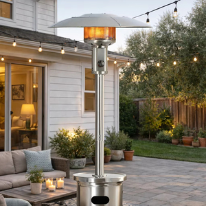 Chauffe-<span class=keywords><strong>terrasse</strong></span> extérieur moderne en acier inoxydable, <span class=keywords><strong>chauffage</strong></span> au gaz en forme de pyramide avec <span class=keywords><strong>flamme</strong></span> - Product Image 1