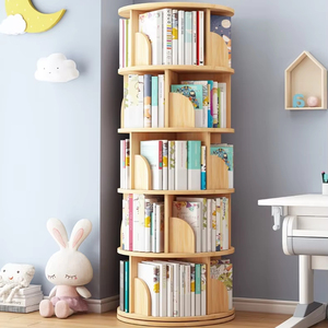 Étagère de rangement pour salon, design moderne, 3 niveaux, en bois, rotative à 360 degrés, sur pied, écologique, pour enfants et adultes - Product Image 6