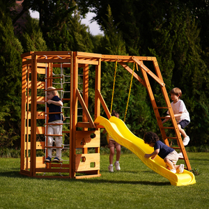 Juego de Parque Infantil Interior de Madera Ecológico Montessori 9 en 1 para Niños Pequeños, Incluye Escalera de Cuerda, Barra de Monos, Muro de Escalada y Tobogán - Product Image 4