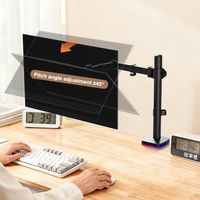Support d'écran unique personnalisé Khcoohoo avec hub RGB, support réglable en acier allié, inclinaison de 45°, capacité de charge de 8 kg