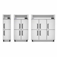 Réfrigérateur-congélateur vertical commercial en acier inoxydable à 2, 4 ou 6 portes, avec roulettes, directement de l'usine