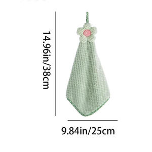 8069 Kawaii Buena absorción de agua Coral Fleece Secador de manos Toalla de flores con lazo colgante para cocina Secador de manos Toalla Baño - Product Image 3