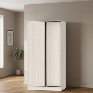 Contemporary 2-Door OAK MDF Wooden Chipboard Bedroom Wardrobe Malaysia-Made Small Hanging Space Home Clothes Storage Workshop - Product Image 2