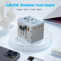 Adaptador de viaje mundial PD65w, toma de corriente eléctrica, adaptador de enchufe de viaje europeo, toma de corriente Universal con 5 USB tipo C