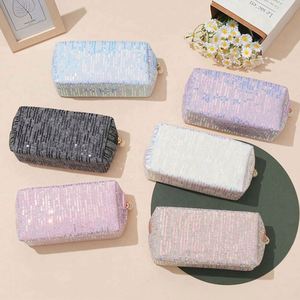 Wholesale Personalized Design Woman Portable Travel Square <b>Case</b> Glitter Sequins Pouch Cosmetic Makeup Bag With Zipper - Product Image 1