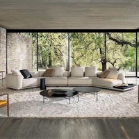 Canapé Horizon Minimaliste Italien, Canapé en Tissu Lin et Coton de Luxe, Canapé Modulaire Droit et Courbé pour Grand Salon de Villa