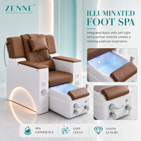 Fauteuil de pédicure spa moderne de luxe avec bain de pieds massant, mobilier de salon de manucure avec bassin LED, rangement et accoudoirs, personnalisable OEM pour centres commerciaux et hôtels