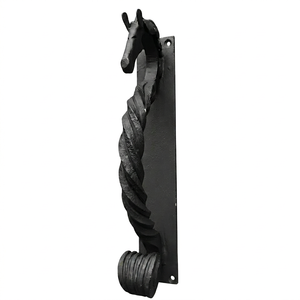 Poignée de portail en fer forgé résistant à la rouille, finition peinte à la main, style asiatique, design tête de cheval, installation facile - Product Image 1
