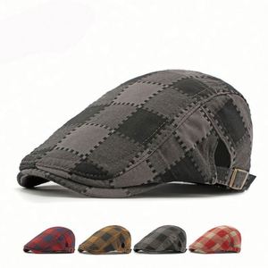 High Quality Men's Fashion Retro Gatsby Plaid Ivy <b>Cap</b> for Men <b>Flat</b> Ivy Herringbone Duckbill Newsboy Beret Ivy Hats - Product Image 2