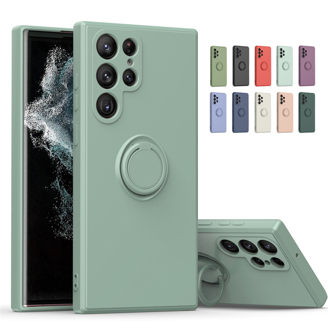 Magnetic Soft Silicone Back Case for Samsung Galaxy Note 10+ / Plus / Note 20 Ultra / Note 10 9 Phone Ring Holder Stand Cover