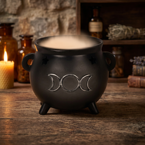 Caldero Grande y Resistente de Hierro con Grabado de Triple Luna y Tres Patas para Incienso Ortodoxo, Conos de Pooja, Smudging y Wicca - Product Image 3
