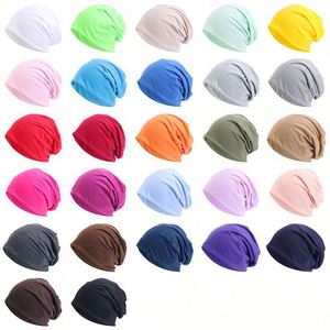Bonnet fin et souple en tricot, couleur unie, pour le sommeil, la chimiothérapie, en coton, style décontracté et tombant - Product Image 2