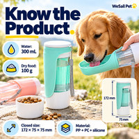 Bouteille d'eau portable multifonctionnelle pour chien avec logo personnalisé, 300 ml, 100 g, récipient de rangement pour nourriture, bol pliable en PP pour les promenades en plein air et les voyages