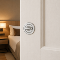 Poignée de porte à bouton rotatif moleté moderne en alliage de zinc avec écusson de confidentialité, finition chrome brillant, pour chambre, salle de bain, villa, hôtel